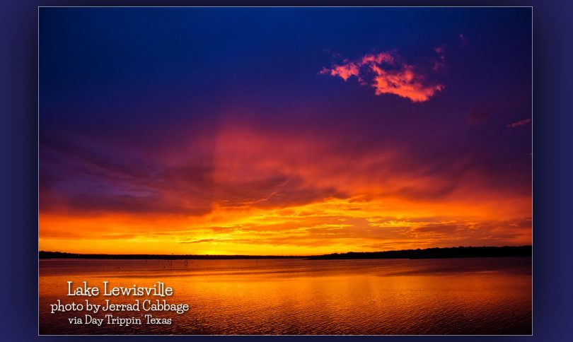 Lake Lewisville at sunset by Jerrad Cabbage