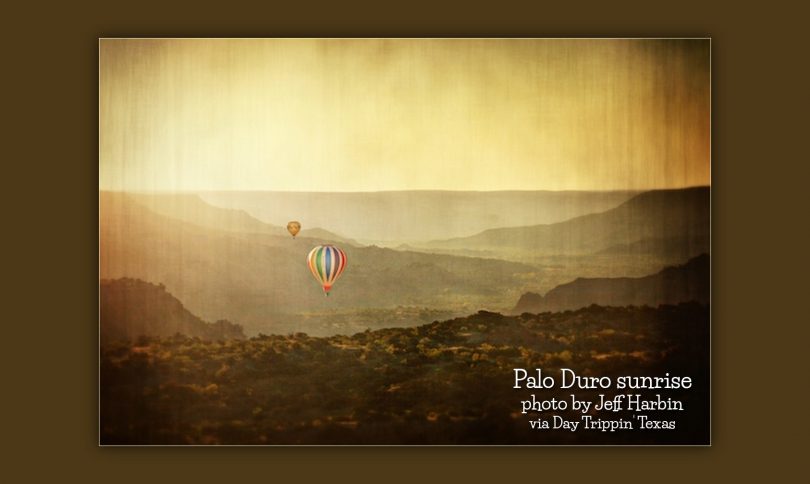 Palo Duro balloons at sunrise by Jeff Harbin